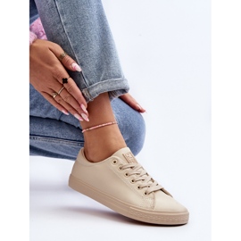 Baskets classiques nouées en cuir pour femme Beige Misima 1