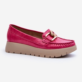 Zazoo 10141 Mocassins En Cuir Sur La Plateforme Avec Décoration Fuchsia rose 1