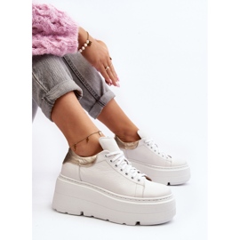 Zazoo 10165 Chaussures de sport pour femmes sur une plateforme massive, blanc blanche 1