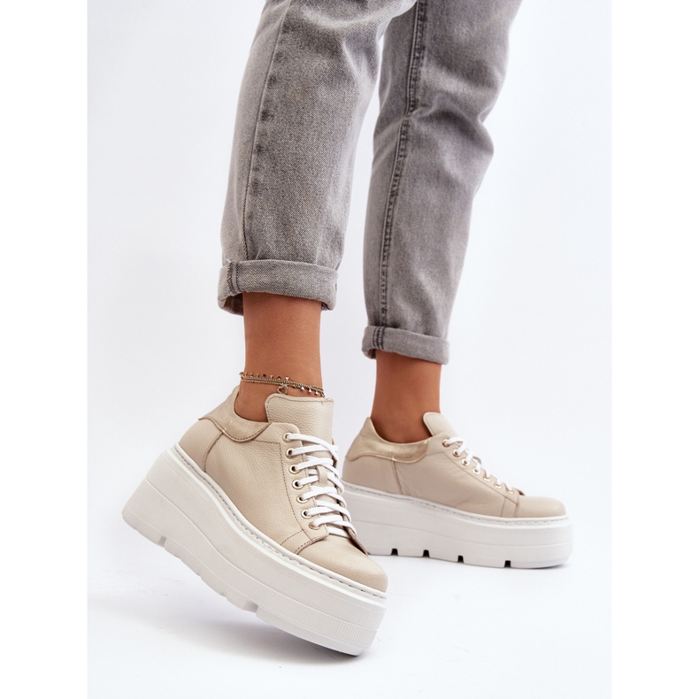 Zazoo 10165 Chaussures de sport pour femmes sur une plateforme massive, beige 2