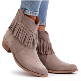 Zazoo Bottines Femme 3430 en Daim à Franges Cappucino beige 11