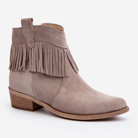 Zazoo Bottines Femme 3430 en Daim à Franges Cappucino beige 3