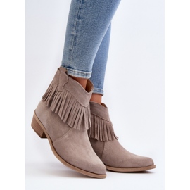 Zazoo Bottines Femme 3430 en Daim à Franges Cappucino beige 4