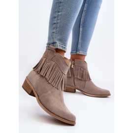 Zazoo Bottines Femme 3430 en Daim à Franges Cappucino beige 7