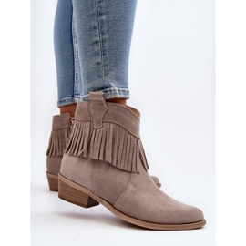 Zazoo Bottines Femme 3430 en Daim à Franges Cappucino beige 9