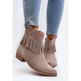 Zazoo Bottines Femme 3430 en Daim à Franges Cappucino beige 10