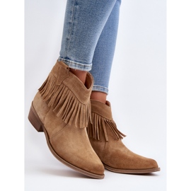 Zazoo 3430 Bottes Femme En Daim Avec Franges, Beige 4