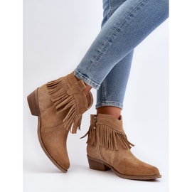Zazoo 3430 Bottes Femme En Daim Avec Franges, Beige 5