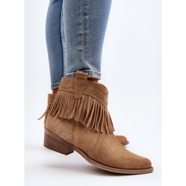 Zazoo 3430 Bottes Femme En Daim Avec Franges, Beige 6