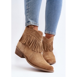 Zazoo 3430 Bottes Femme En Daim Avec Franges, Beige 9