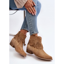 Zazoo 3430 Bottes Femme En Daim Avec Franges, Beige 10