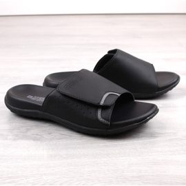 Chaussons pour hommes en cuir écologique avec velcro, noir Big Star LL174603 le noir 1