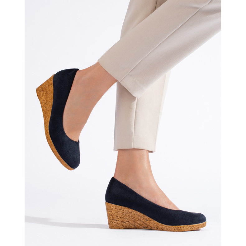 Escarpins compensés bleu marine 1