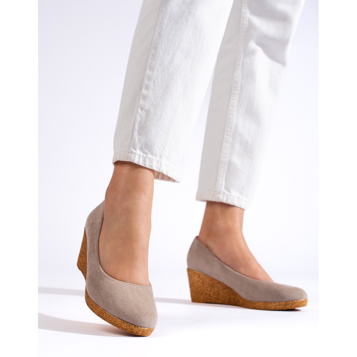 Escarpin compensé beige hot sale