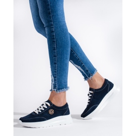 Chaussures de sport en cuir bleu marine 2 Chaussures de sport en cuir bleu marine 2