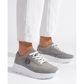 Chaussures de sport en cuir gris 2 Chaussures de sport en cuir gris 2