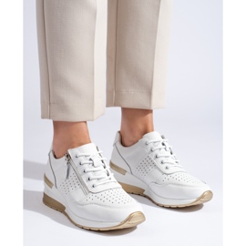 Baskets compensées en cuir blanches 2