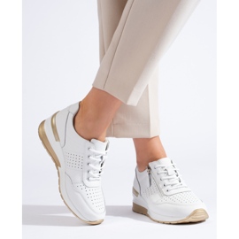Baskets compensées en cuir blanches 1