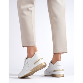 Baskets compensées en cuir blanches 3