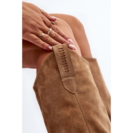 Zazoo 3427 Bottes de cowboy en daim pour femme Beige 2
