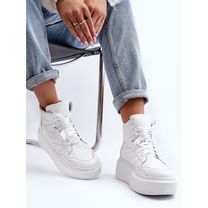 Zazoo 3392/X Chaussures de Sport en Cuir pour Femme sur Plateforme, Blanc 1