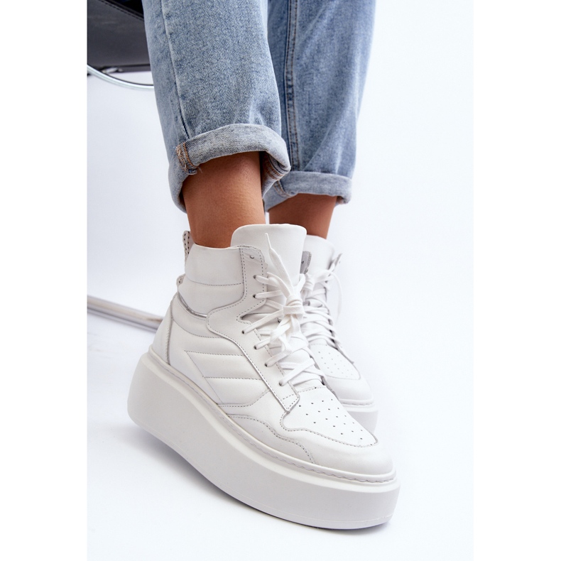 Zazoo 3392/X Chaussures de Sport en Cuir pour Femme sur Plateforme, Blanc blanche 2