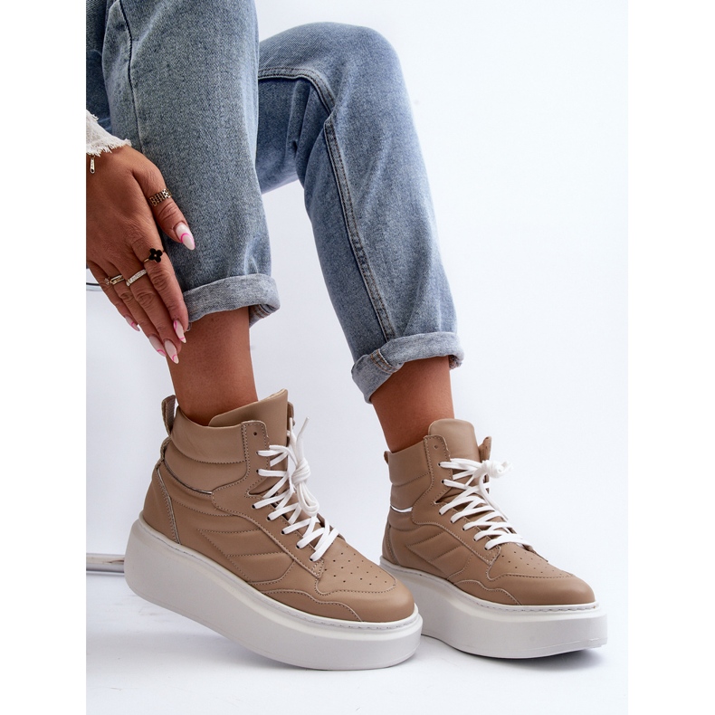 Zazoo 3392/X Chaussures de Sport en Cuir pour Femme sur Plateforme, Beige 1