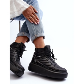 Zazoo 3392/X Chaussures de Sport en Cuir pour Femme sur Plateforme, Noir 1