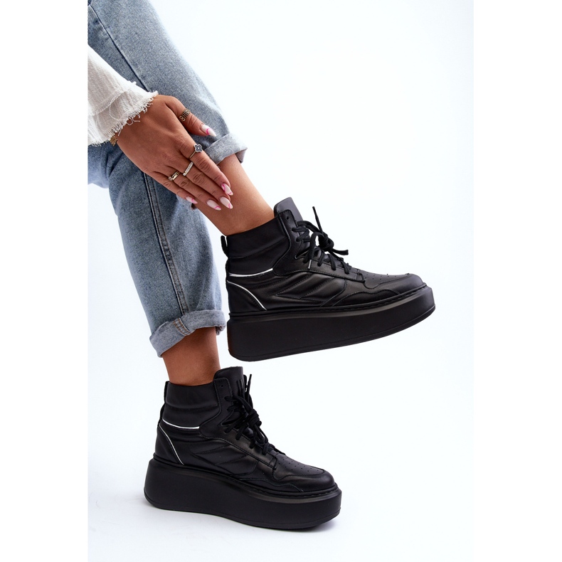 Zazoo 3392/X Chaussures de Sport en Cuir pour Femme sur Plateforme, Noir le noir 2