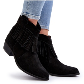 Zazoo 3430 Bottes en daim avec franges pour femme, noir le noir 10
