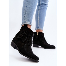 Zazoo 3430 Bottes en daim avec franges pour femme, noir le noir 5