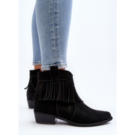 Zazoo 3430 Bottes en daim avec franges pour femme, noir le noir 7