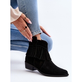 Zazoo 3430 Bottes en daim avec franges pour femme, noir le noir 8