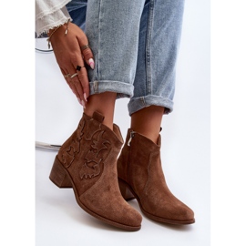 Zazoo 3426 Bottes de cowboy en daim pour femme Marron brun 1