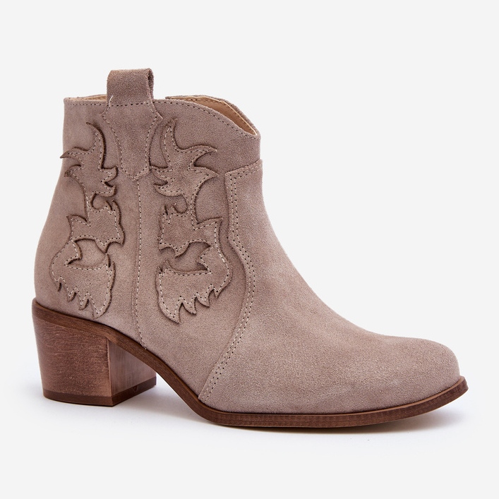 Zazoo 3426 Bottes de cowboy Cappucino en daim pour femmes beige 2