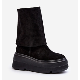 Zazoo 3410 Bottines en daim pour femme sur une plateforme massive, noir le noir 2