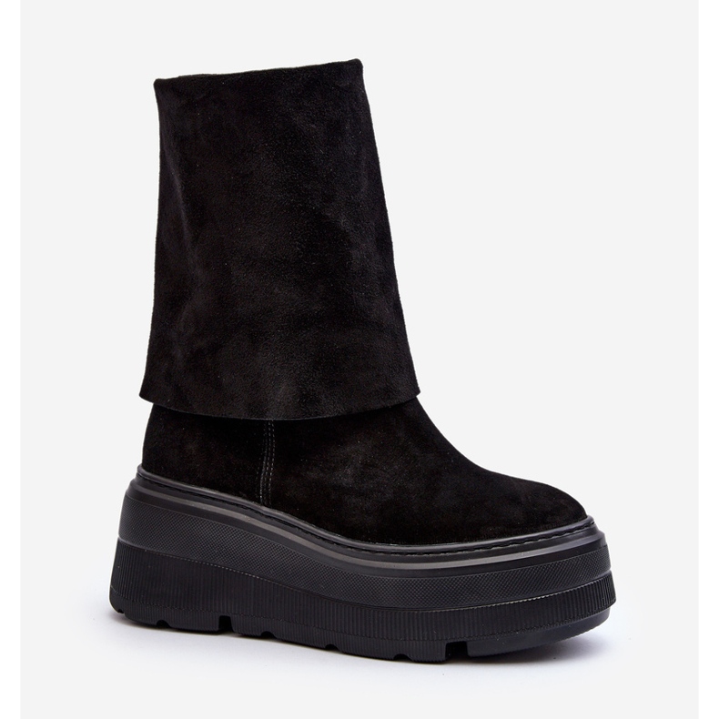 Zazoo 3410 Bottines en daim pour femme sur une plateforme massive, noir 2