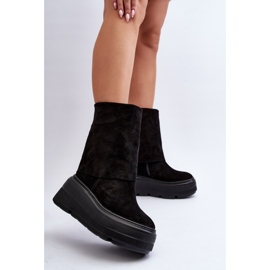 Zazoo 3410 Bottines en daim pour femme sur une plateforme massive, noir le noir 4