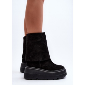 Zazoo 3410 Bottines en daim pour femme sur une plateforme massive, noir le noir 6