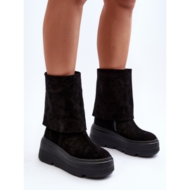 Zazoo 3410 Bottines en daim pour femme sur une plateforme massive, noir le noir 7