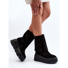 Zazoo 3410 Bottines en daim pour femme sur une plateforme massive, noir le noir 8