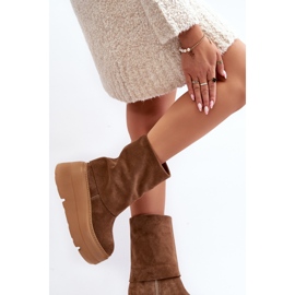 Bottines Zazoo 3410 en daim pour femmes sur une plateforme massive en chameau brun 5