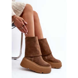 Bottines Zazoo 3410 en daim pour femmes sur une plateforme massive en chameau brun 8