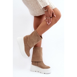 Zazoo 3410 Bottines en daim pour femme sur une plateforme massive, beige 5