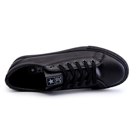 News Les baskets noires classiques liées au cuir féminine 1