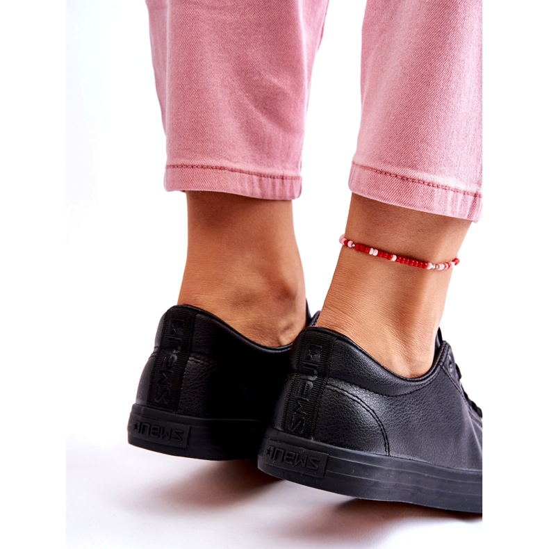 News Les baskets noires classiques liées au cuir féminine le noir 4