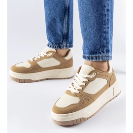 Baskets plateforme Pomona beiges et blanches 1