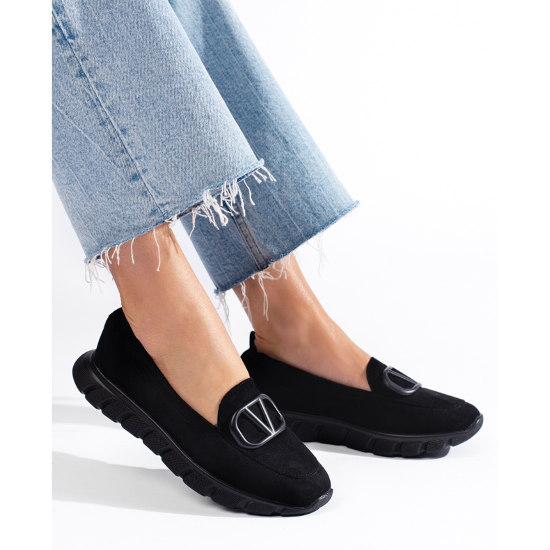 Mocassins plateforme daim femme Vinceza noir 1