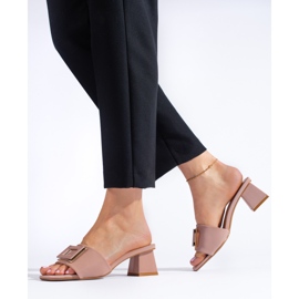 Mules femme en matière sur petit talon Shelovet vieux rose 1 Mules femme en matière sur petit talon Shelovet vieux rose 1