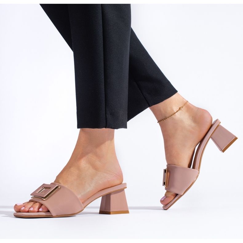 Mules femme en matière sur petit talon Shelovet vieux rose 2 Mules femme en matière sur petit talon Shelovet vieux rose 2